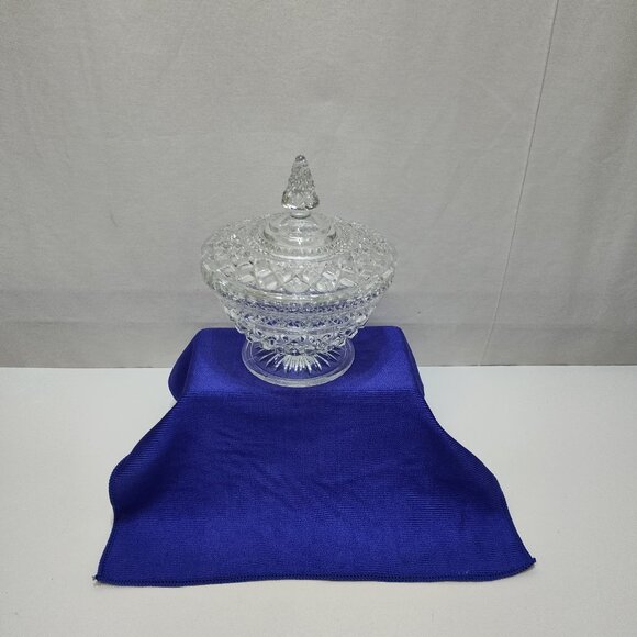 Anchor Hocking Wexford Candy Dish Crisscross Pattern Footed Centerpiece Vintage - Picture 1 of 7